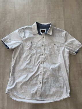 Lee ESTP 1889 Regular Fit Men’s Short Sleeve Button Down Shirt Large Beige